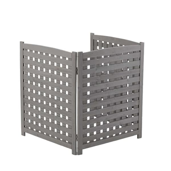 Unbranded Gray Wood Privacy Fence Screen for Garden Fence, Air Conditioner Fence 3-Panels, Outdoor Trash Can Pool Equipment Panels