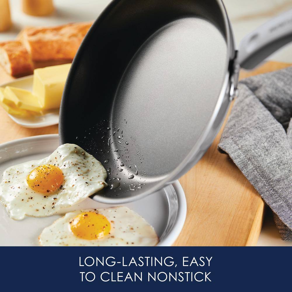 Gray 14-Piece Nonstick Aluminum Cookware Set with Silicone Handles