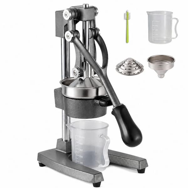 Manual Cast Iron Citrus and Pomegranate Juicer Hand Press Easy Clean Stainless Steel Bowl for Home or Bar Use