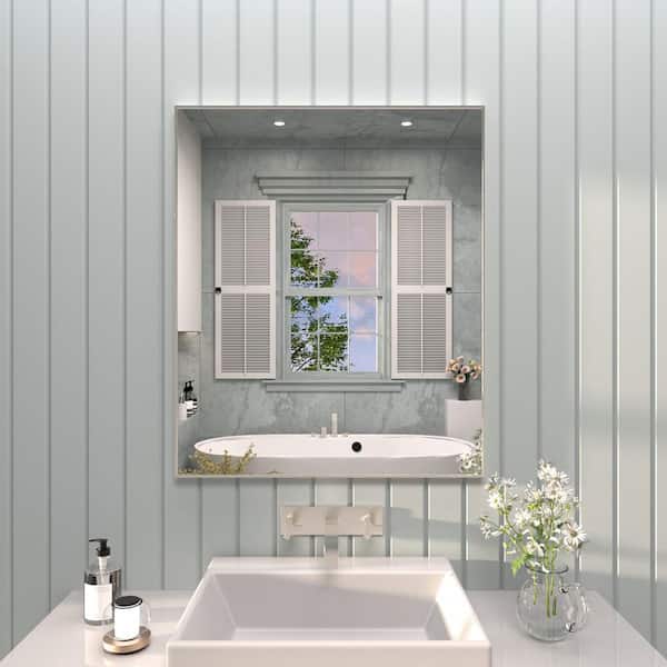 Vibe 36 in. W x 30 in. H Rectangular Framed Wall Bathroom Vanity Mirror in Brushed Nickel