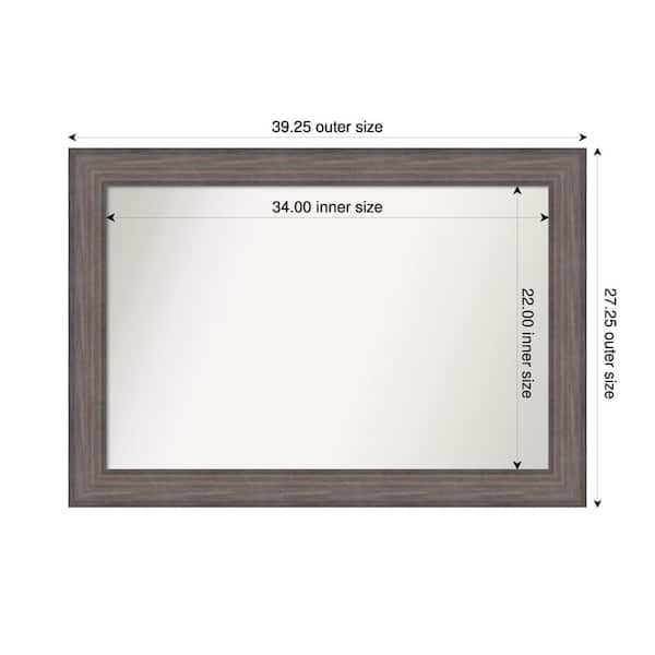 Amanti Art Country Barnwood 39.25 in. x 27.25 in. Custom Non-Beveled Wood Framed Bathroom Vanity Wall Mirror