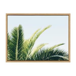 Sylvie Tropical Palm Under Blue Sky by Amy Peterson Art Studio Framed Canvas Coastal Art Print 18 in. x 24 in .