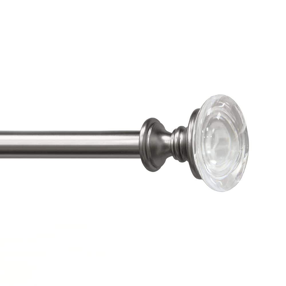 Lumi 36 in. - 66 in. Telescoping 3/4 in. Single Curtain Rod Kit in Brushed Nickel with Crystal Knob Finials