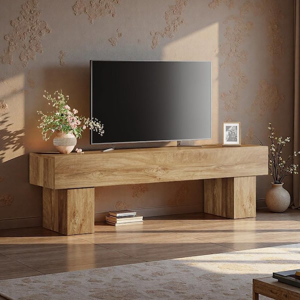 Brown TV Stand Fits TVs up to 55 to 65 in. Low TV Console Table for Living Room