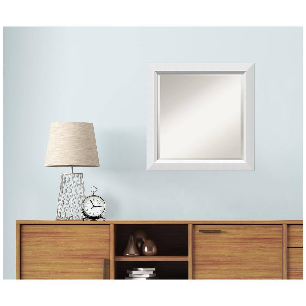 Blanco White 24" Square Real Wood Framed Wall Mirror