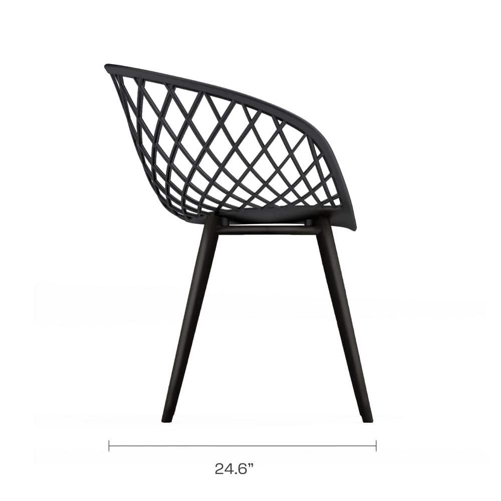 Black Metal and Polypropylene Modern Arm Chair Set