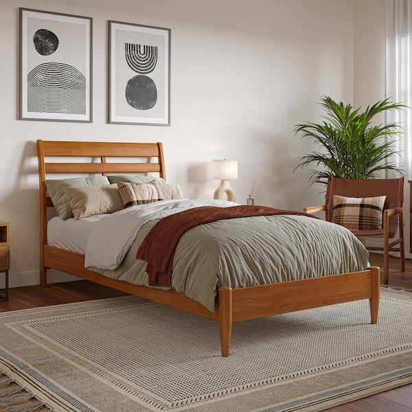 AFI Savannah Light Toffee Natural Bronze Solid Wood Frame Twin XL Low Profile Platform Bed