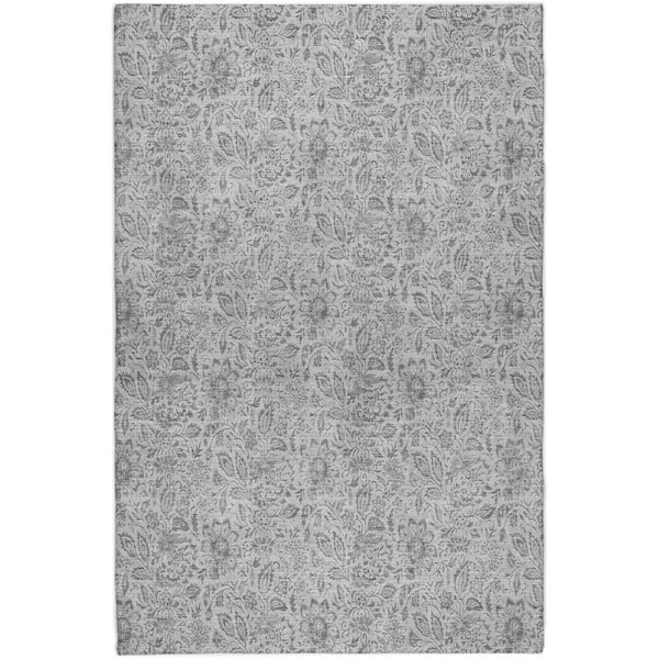 Dream Shag Premium Machine Washable Abstract ADS660 Silver 9 ft. x 12 ft. Area Rug