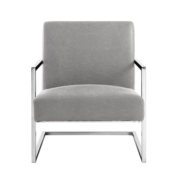 HomeRoots Light Gray Arm Chair Set of 1