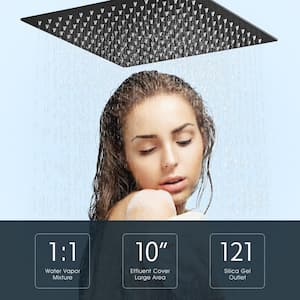 No-Handle 1-Spray 10 in. Single Square Fixed Rain Shower Head Shower Faucet 2.5 GPM with High Pressure in Matte Black