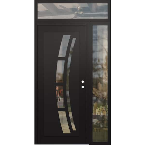 Tessari Doors C12 52 in. x 96 in. Black P Left-Hand/Inswing Clear