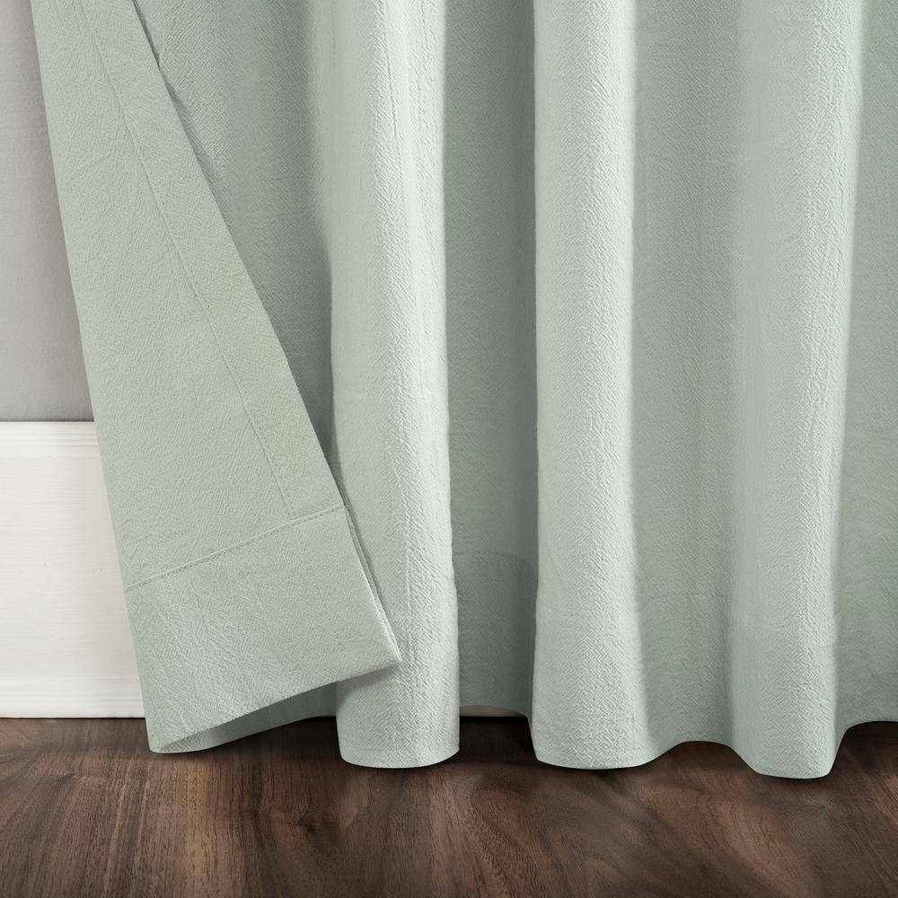 Seafoam Cotton Light-Filtering Twist Tab Puddle Length Drapes