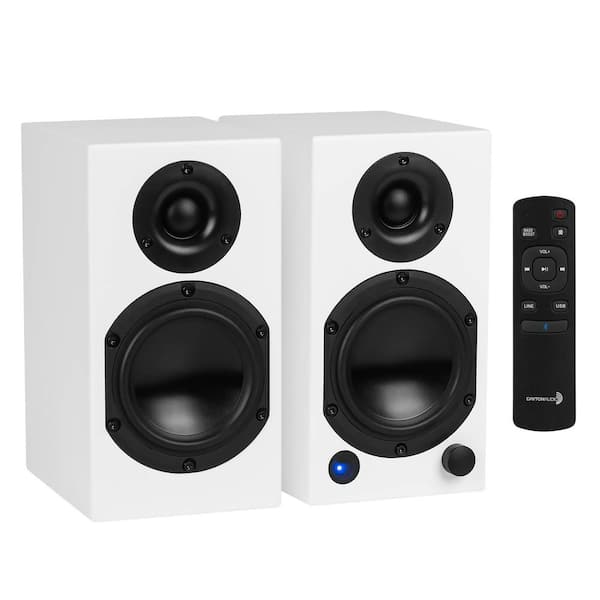 M-Series M4 Matte White Bluetooth Powered Bookshelf Speaker Set, 2 Count