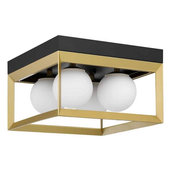 12 in. Modern Square Gold Integrated LED Flush Mount for Bedroom or Kitchen