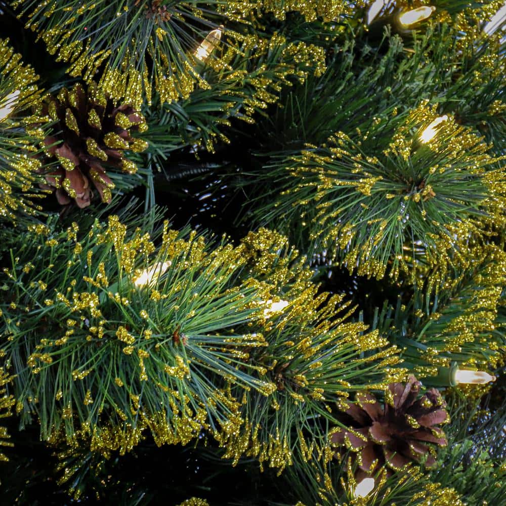 7' Green Pine Christmas Tree with Warm White LED Lights