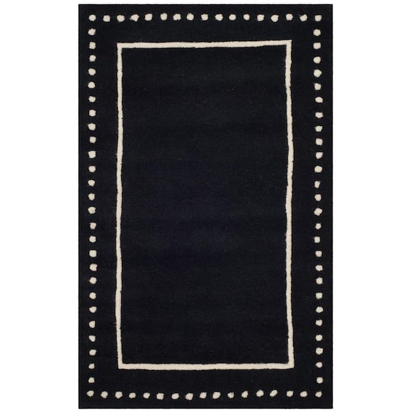 SAFAVIEH Bella Black/Ivory 2 ft. x 5 ft. Dotted Border Area Rug