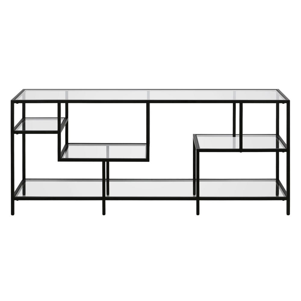 Deveraux 58'' Modern Blackened Bronze TV Stand with Glass Shelves