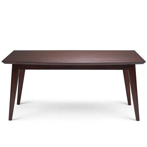 Simpli Home Dr Solid Hardwood And Rubberwood 66 In X 40 Rectangle Mid Century Modern Dining Table Java Brown Axcdrpdt Mid Century Modern Dining Table, Mid Century Modern Dining Table For 6
