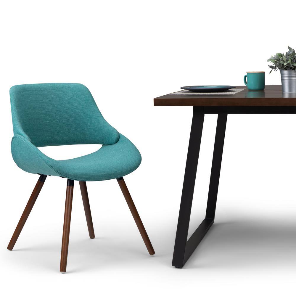 Turquoise Blue Upholstered Bentwood Side Chair in Mid Century Style