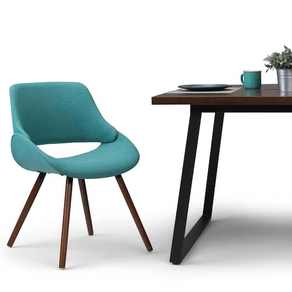 Simpli Home Malden Mid Century Turquoise Blue Woven Fabric Modern