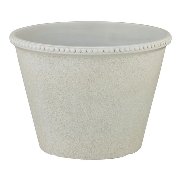 12 in. Elodie Creme Plastic Planter (12 in. D x 8.7 in. H)
