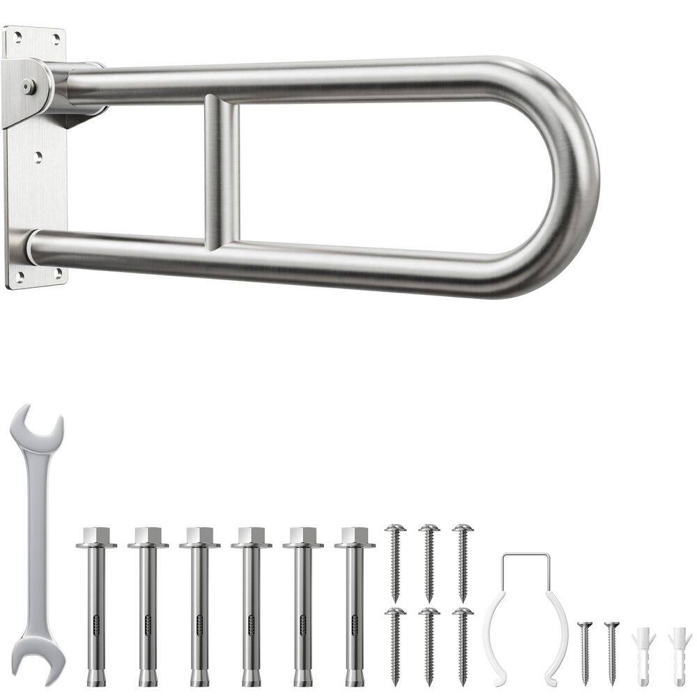 24 in. Concealed Screw Flip Up Toilet Grab Bar in Brushed Stainless Steel for Elderly Seniors and Handicap Assistance price history on PriceWatchPro