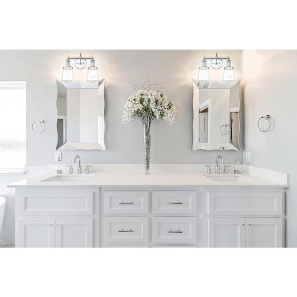 Designers Fountain - Taylor 15.25 in. 2-Light Chrome Industrial Vanity Light with Clear Glass Shades