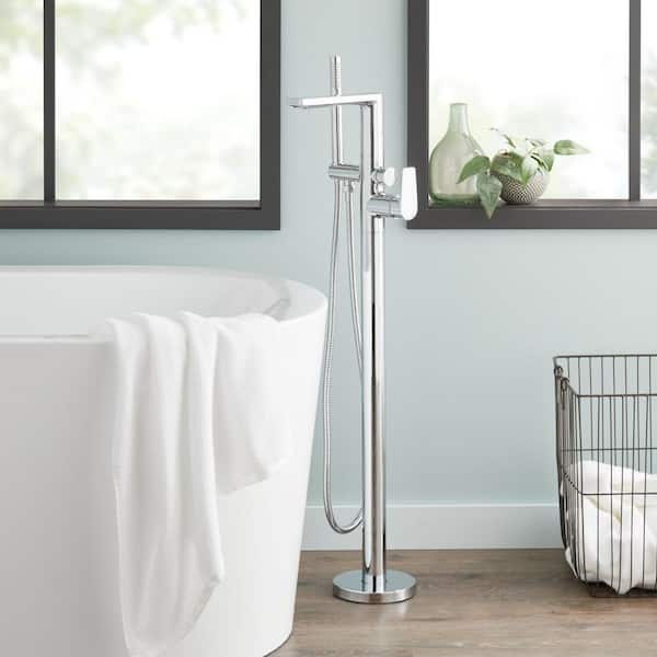 SIGNATURE HARDWARE Berwyn Single-Handle Freestanding Tub Faucet with Hand Shower in Chrome