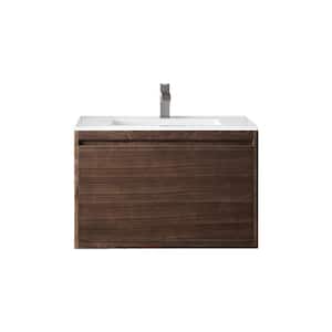 Mantova 31.5 in. W x 18 in. D x 20.6 in. H Single Bathroom Vanity Mid-Century Walnut & Glossy White Composite Stone Top