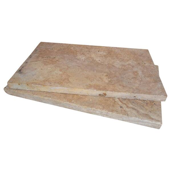 MSI Riviera 2 in. x 16 in. x 24 in. Brushed Travertine Pool Coping (40 Piece / 106.8 Sq. ft. / Pallet)