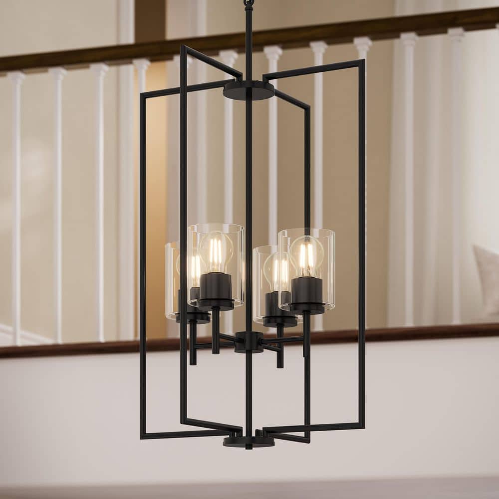 Replay 18 in. 4-Light Black Pendant Light with Clear Glass Shades price history on PriceWatchPro