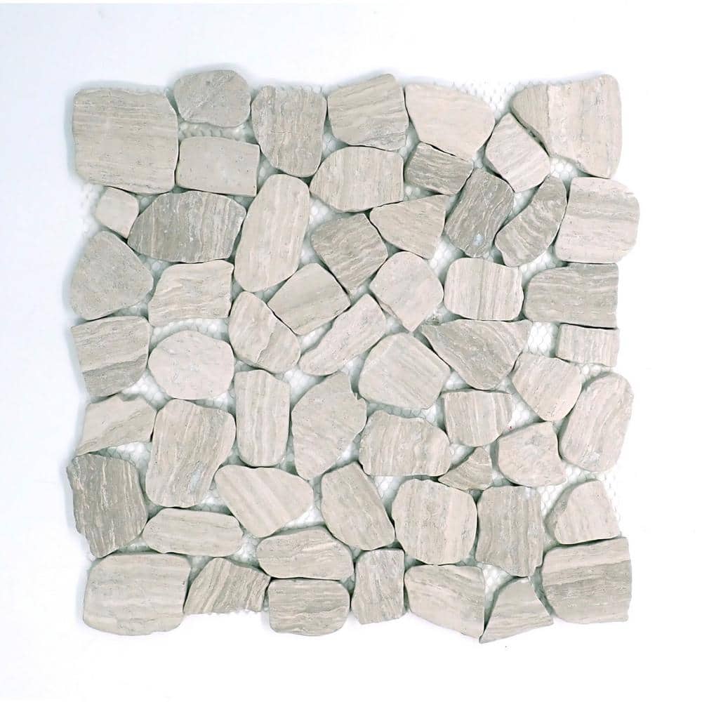 Cream Natural Stone Pebble Mosaic Tile 12x12