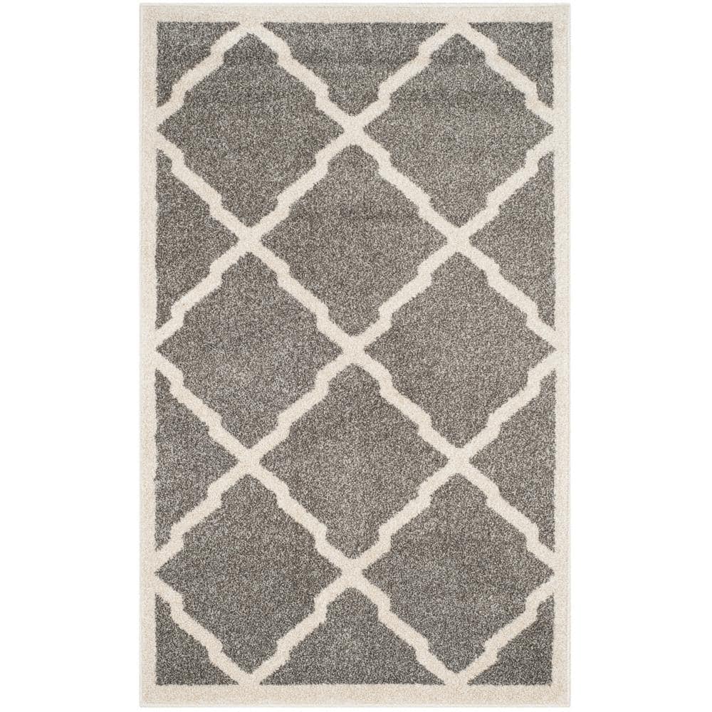 Reversible Hand-Knotted Geometric Gray Synthetic Area Rug 2'6" x 4'