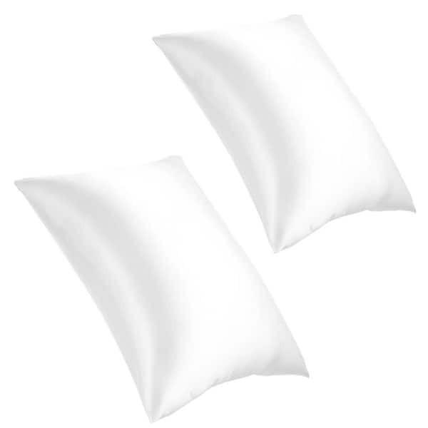 Satin Pillowcase 2 Pack Standard Size Satin Pillow Cases Similar to Silk Pillowcases with Hidden Zipper (White)
