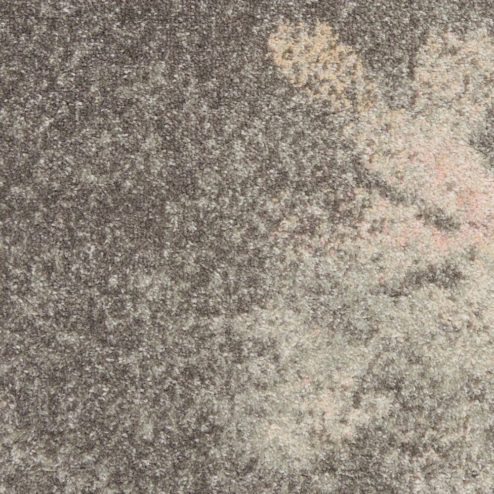 Grey and Pink Floral Synthetic 4' x 6' Area Rug