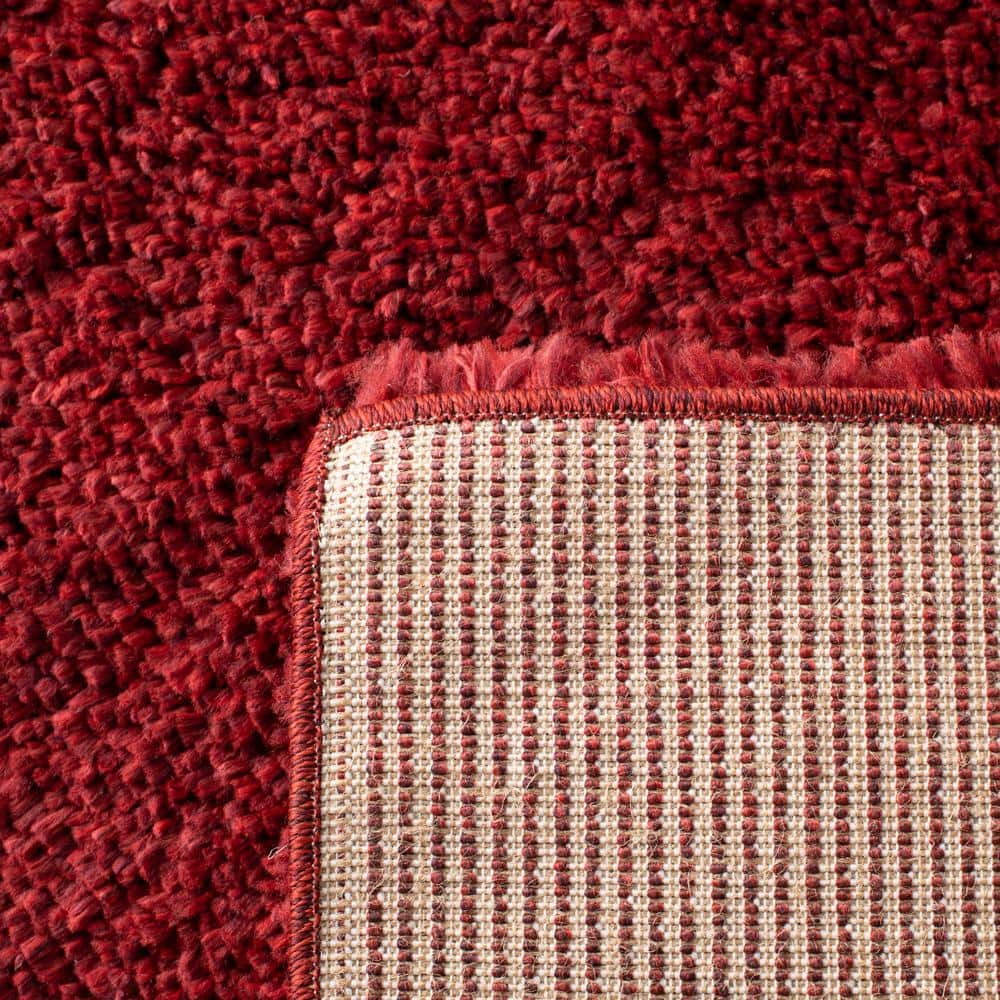 Burgundy Hand-Knotted Shag Runner Rug, 2'3" x 6'