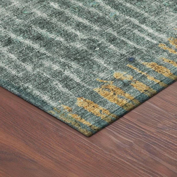Chantille Machine Washable Indoor/Outdoor Abstract ACN2406 Teal 2 ft. x 3 ft. Accent Rug