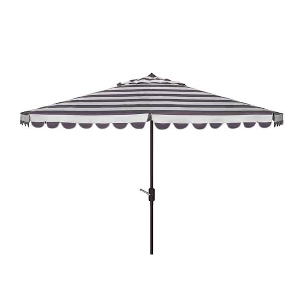 SAFAVIEH Vienna 11 ft. Aluminum Market Tilt Patio Umbrella in Black/White