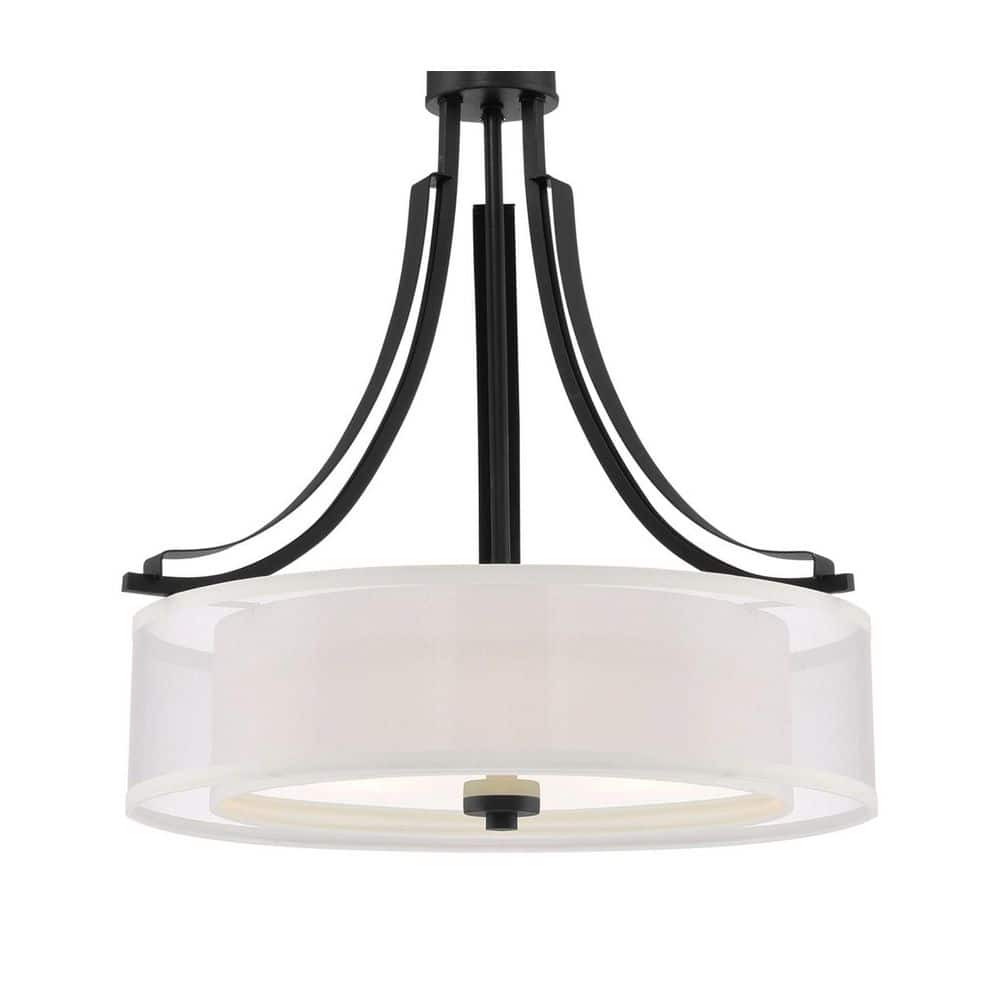 Translucent Sliver Linen Shade 3-Light Sand Coal Pendant