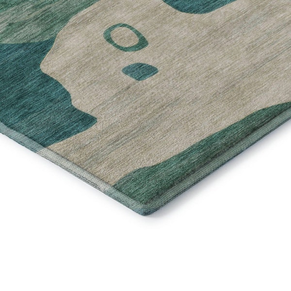 Mayfield Premium Machine Washable Abstract AMF2063 Teal 2 ft. x 3 ft. Accent Rug