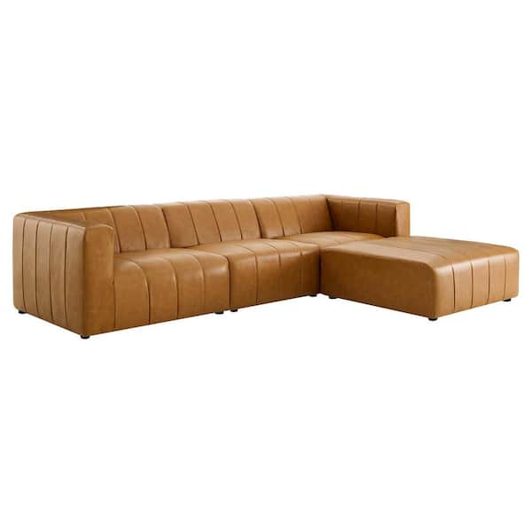 Tan Vegan Leather Sectional Sofa, Leather Modular Sofa Pieces Vegan