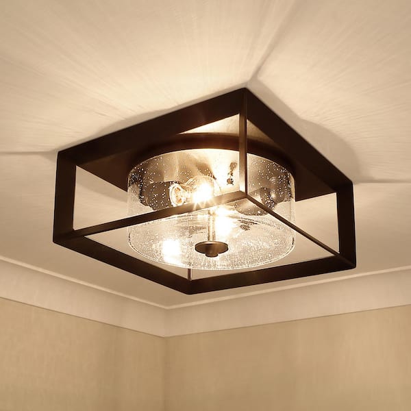 Golden Lighting - Smyth 2-Light Black Outdoor Flush Mount
