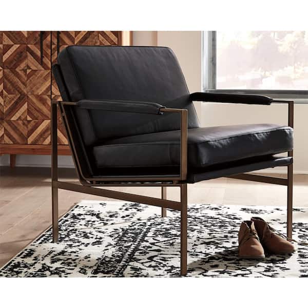 Signature Design By Ashley Puckman Black Leather Match Arm Chair