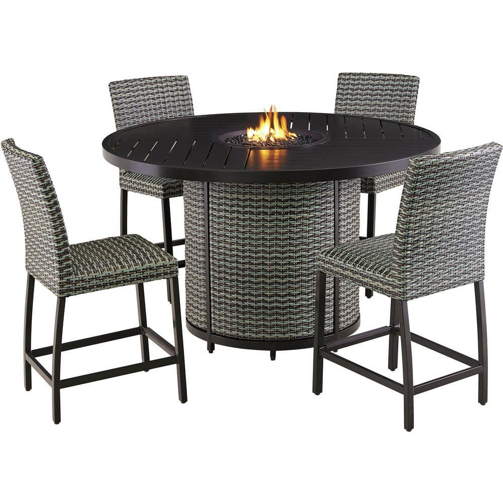 Agio park falls 7 piece discount high dining set with fire table