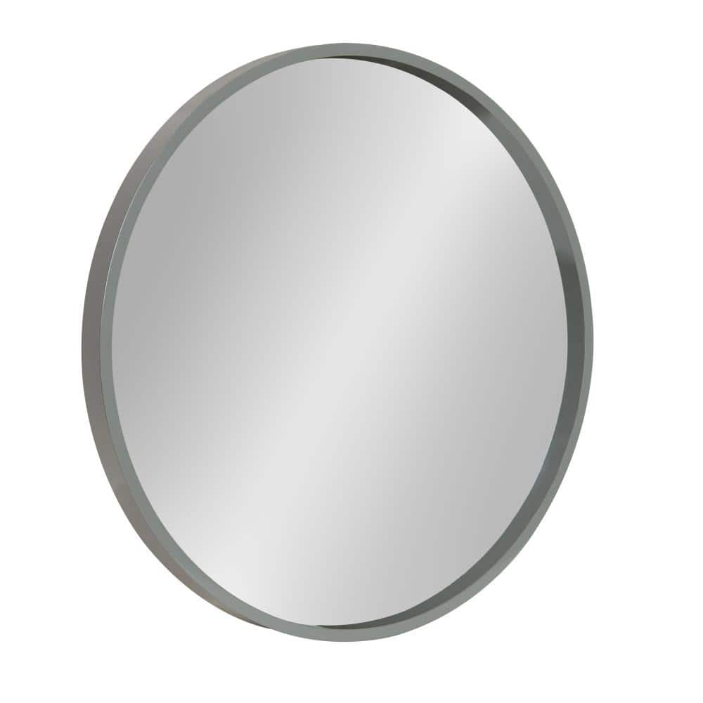 Travis 22" Gray Round Wood Wall Mirror