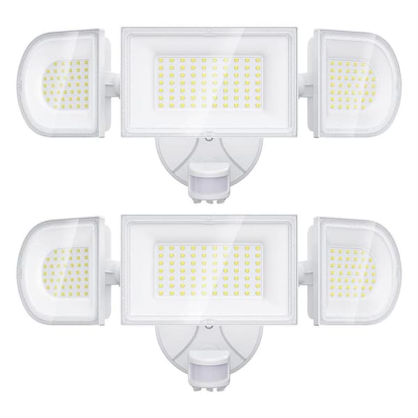 150-Watt Equivalent 15000 Lumen 270° White Motion Sensing Dusk to Dawn LED Flood Light 2 Pack
