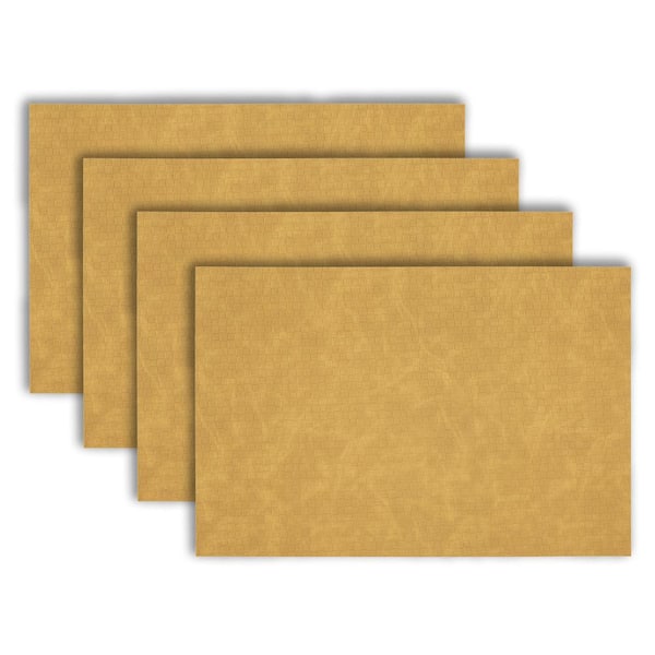 Dainty Home Sorrento 18 in" x 12 in" Ochre Cross Weave Reversible Vegan Leather Wipe Clean Placemat Set of 4