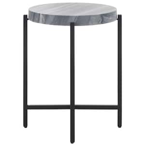 Gustavia 17 in. Gray/Black Round Metal End Table
