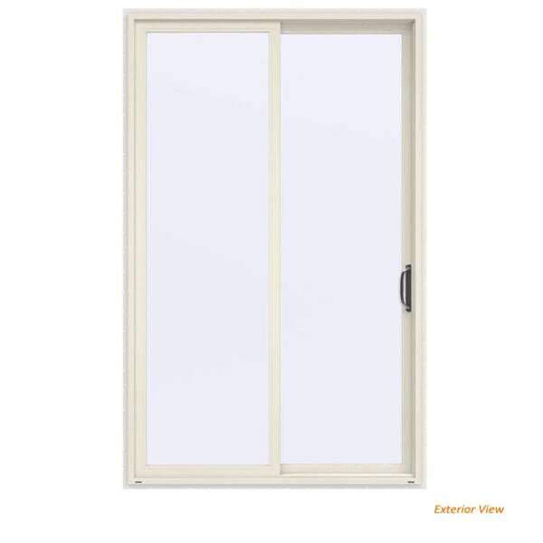 JELD-WEN 60 in. x 96 in. V-4500 Contemporary Vanilla Painted Vinyl Right-Hand Full Lite Sliding Patio Door w/White Interior