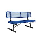 Portable 8 ft. Blue Diamond Commercial Park Bench with Back